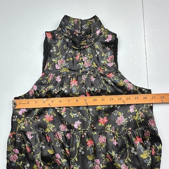 Cinq A Sept Dress Women 00 Black Floral Giselle Babydoll Tiered Whimsy Romantic - Picture 10 of 13